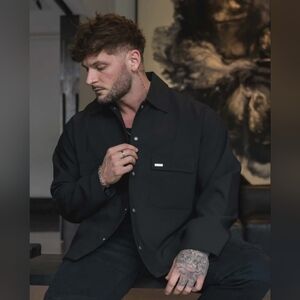 YoungLA Men's Black Date Shirt Jacket Large